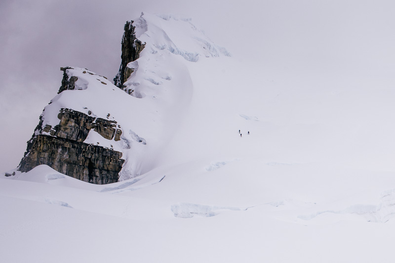 Photo Parque Tairona National Park on the Caribbean coast. Right, three climbers carefully pick their way down from the summit of San Pablín Sur, 5250m above sea level, in the Sierra Nevada de Cocuy. 