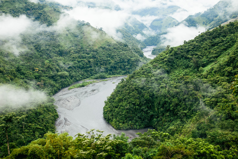 Photo The Rio Minero runs black with spoil mud from the emerald mines in Muzo, Boyacá. Right, a 