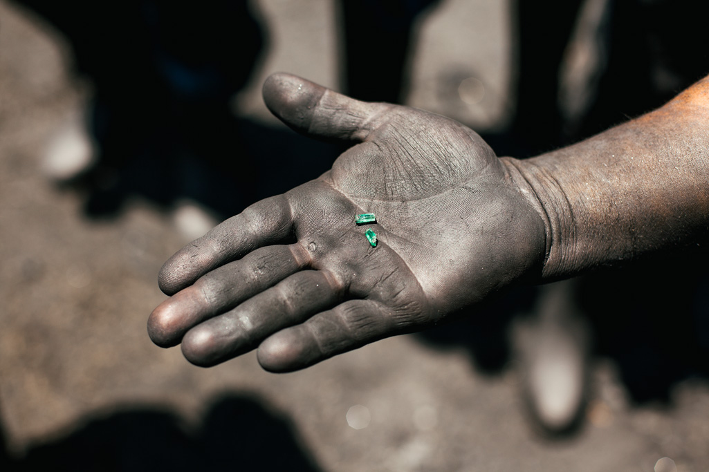 Photo An Emerald miner fresh out of one of the Muzo mines. 